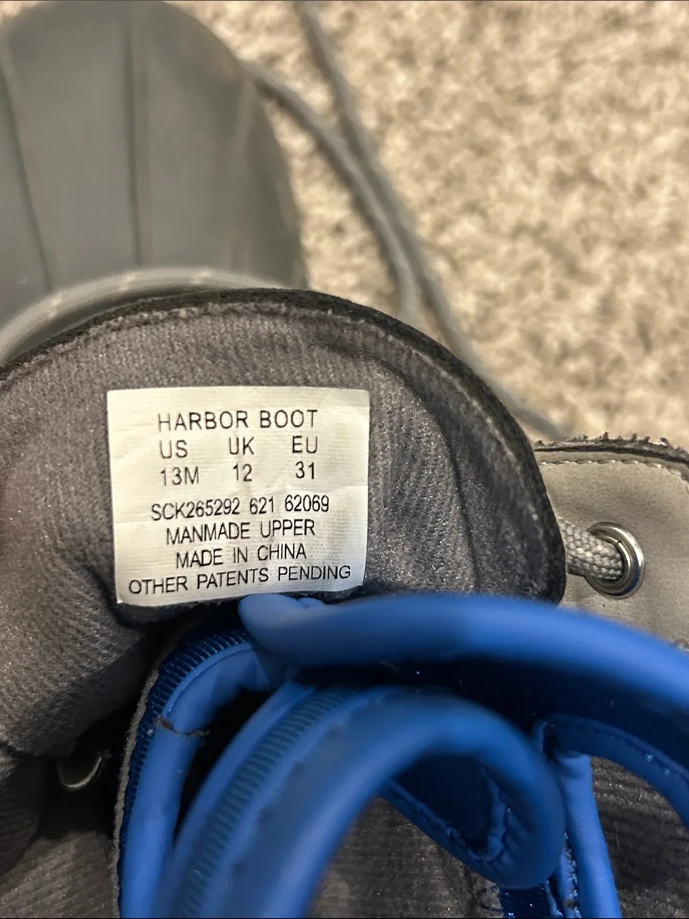 Sperry Kid’s Gray and Blue Lace-Up Waterproof Boots